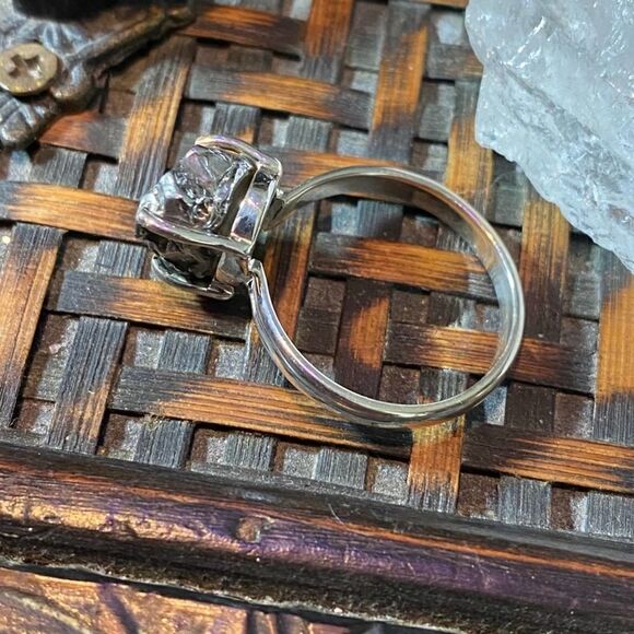 Meteorite Campo Del Cielo Solid Sterling Silver Ring Size 9 Natural Stone - Picture 8 of 10
